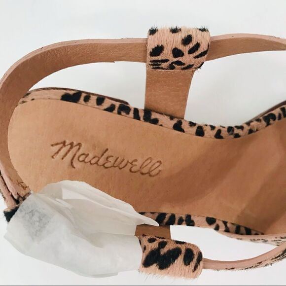 New! Madewell The Alyssa Sandal Leather Leopard Spotted Calf Hair Block Sandals - Picture 8 of 14